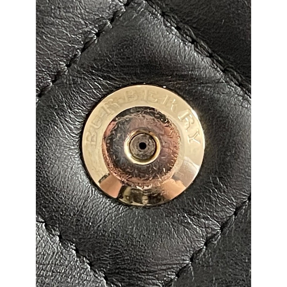 Y2K Burberry Brooke Padlock Black Quilted Leather Hobo Handbag Purse Equestrian - Picture 8 of 16